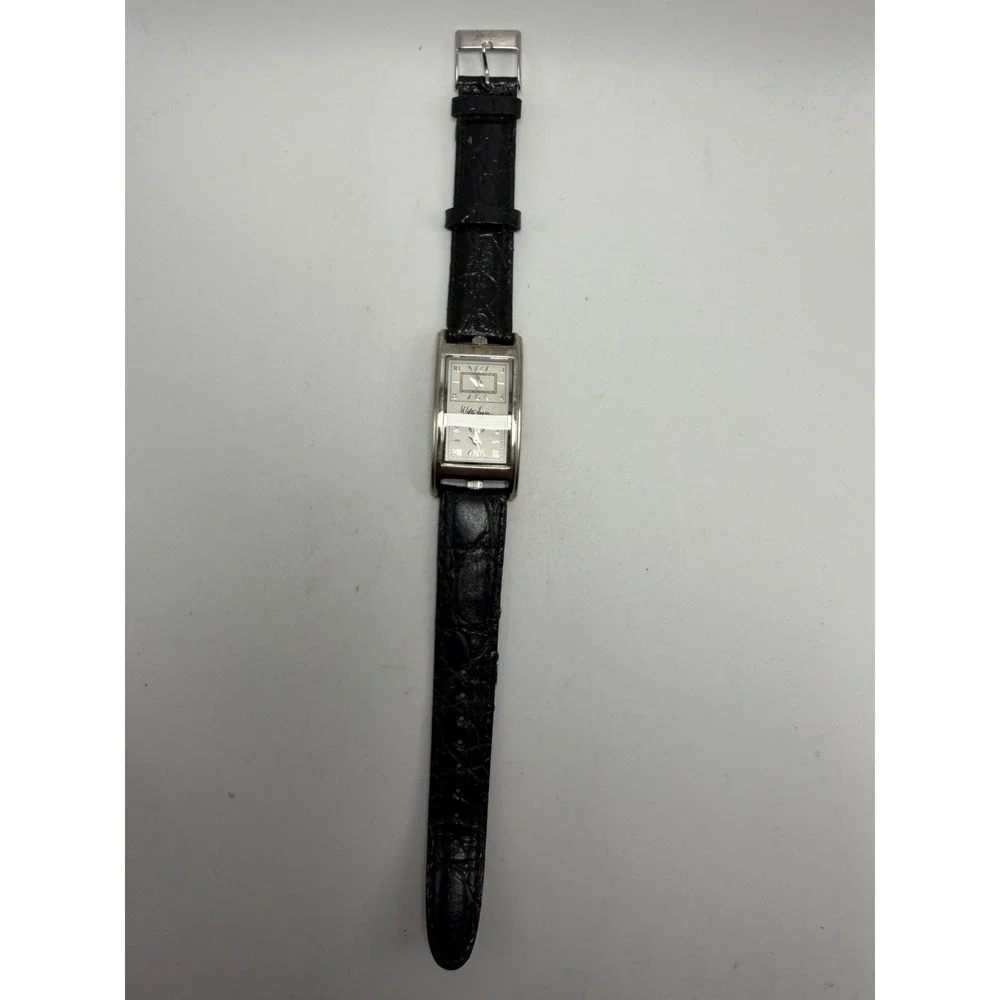 Walter Hagen WH948BKSL Dual Time New Batteries Ladies Tank Watch 23MM 7.75
